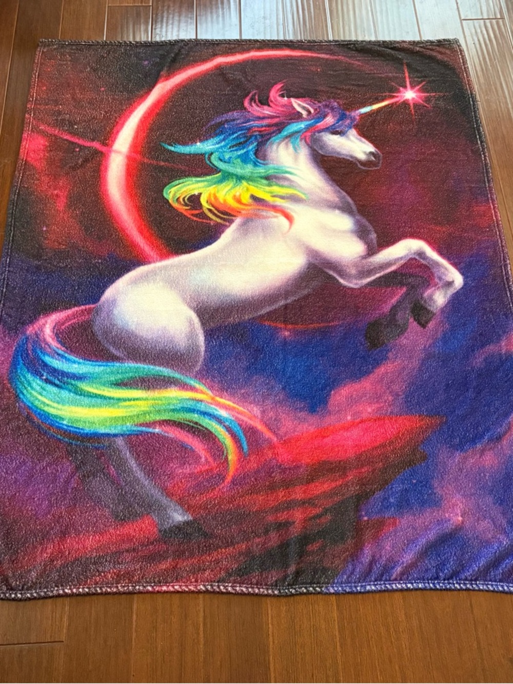 Unicorn With Rainbow Mane Throw Blanket - Kids / Girls